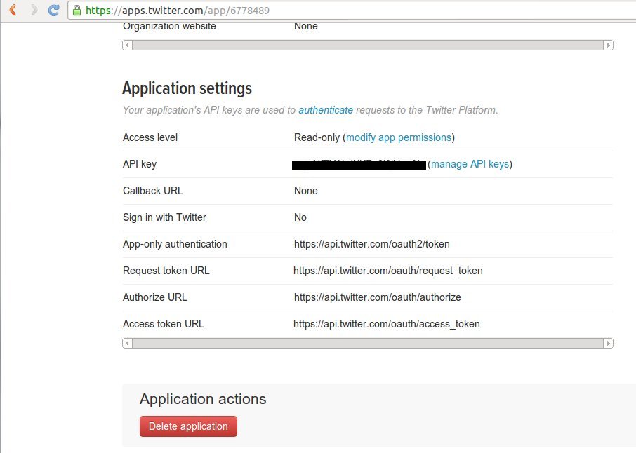 Application Settings - twitter REST API