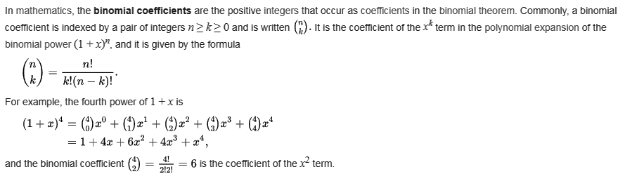 Java Exercises: Math - Binomial Coefficients