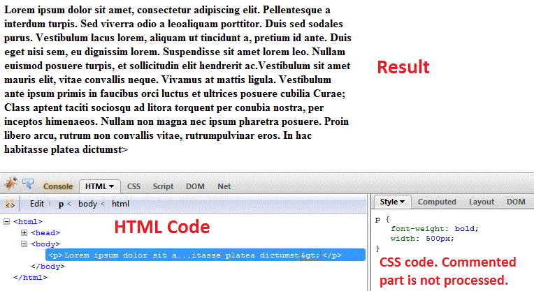 css comments browser