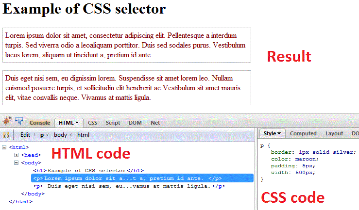 css selector browser 