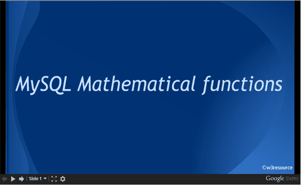 MySQL Mathematical Functions, slide presentation