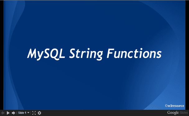 MySQL String Functions, slide presentation