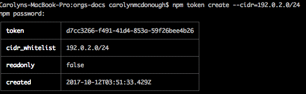 npm How to Create a New CIDR-Restricted Token