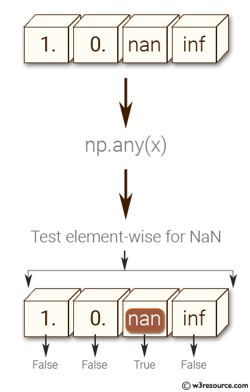 NumPy: Test element-wise for NaN of a given array.