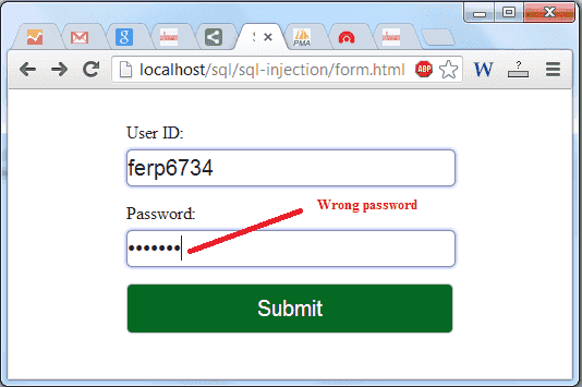 secure form wrong data entry