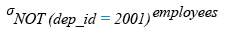 Relational Algebra Expression: List the employees who does not belong to department 2001.