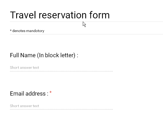 Travel Reservation Form