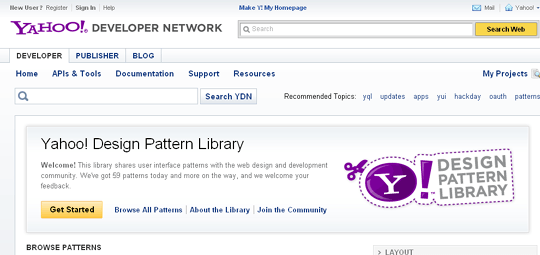 yahoo! design pattern library